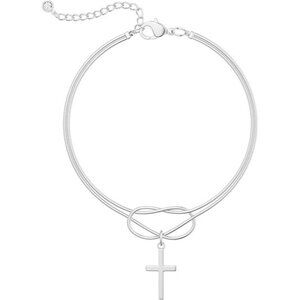 925 Sterling Silver CZ Bracelet - Snake Knot Cross Bracelet Silver